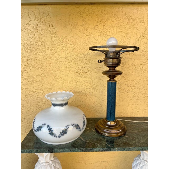 Mid 20th Century Glass Shade Lamp For Sale In West Palm - Image 6 of 10