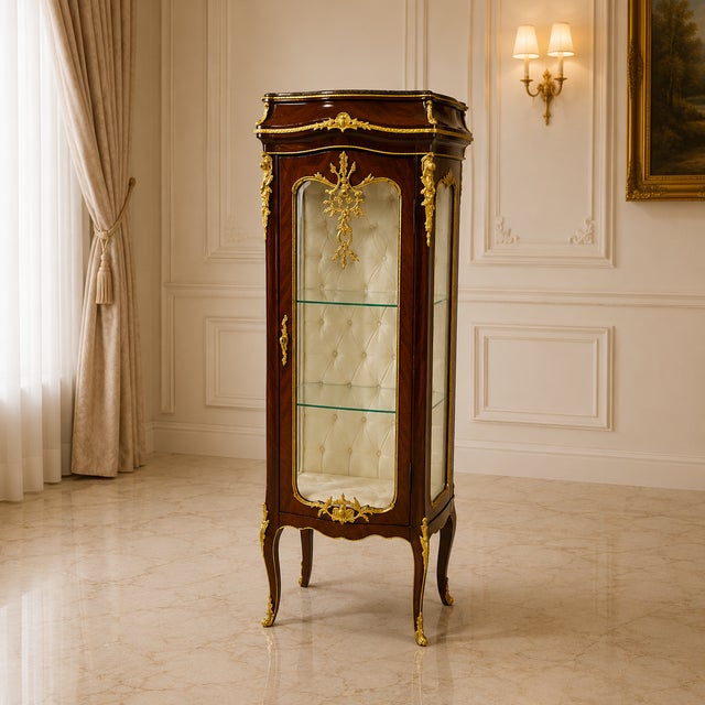 Add a refined French-inspired touch to your interior with this Small Louis XV Style Vitrine Cabinet. Designed with an...