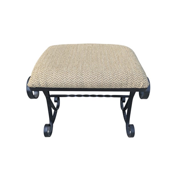 Mid Century Wrought Iron Scrolled Ottoman Footstool For Sale - Image 10 of 16