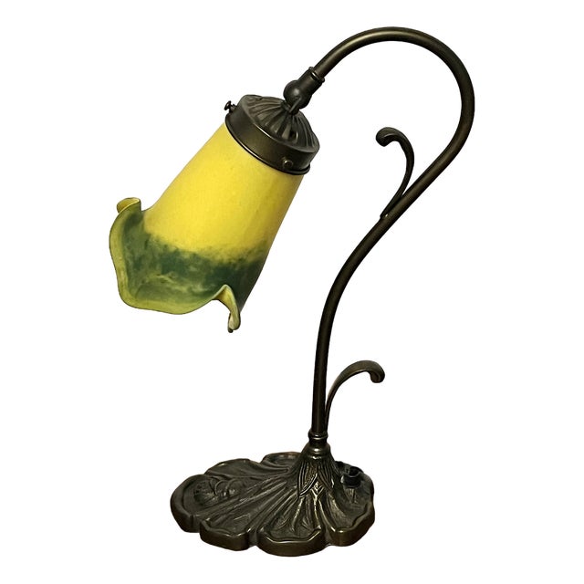 Brass & Pate de Verre Table Lamp, France For Sale