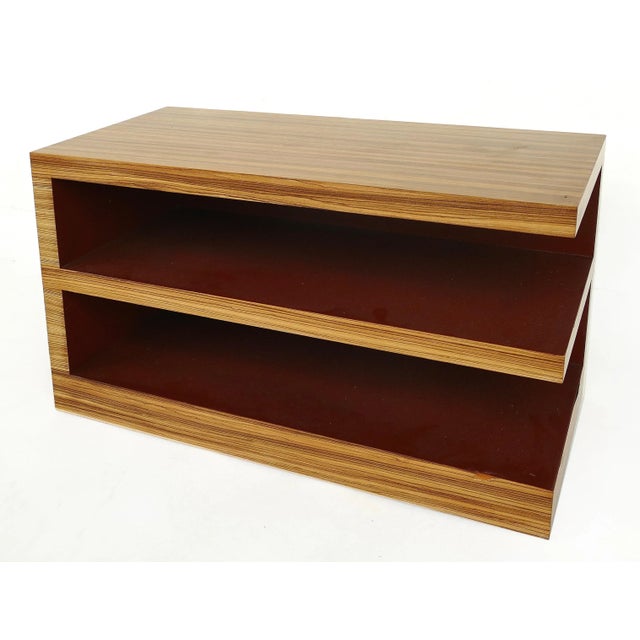 Zebra Wood Tiered Low Bookcase Side or End Table Chairish