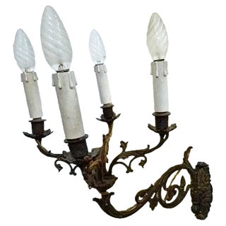 Single Bronze Wall Lamp, 1940s For Sale