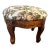 Vintage Carved Wood Footstool With Floral Tapestry Upholstery For Sale