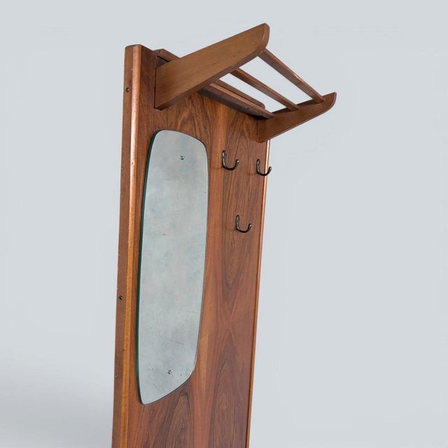 Mid-Century Modern Walnut Hall Stand with Mirror and Umbrella Stand and Shoe Cabinet, 1960s For Sale - Image 4 of 9