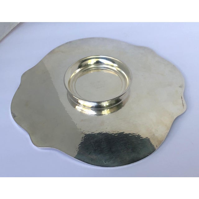 Shabby Chic Quatrefoil Sheffield Silver Platter Cake Stand Pedestal Plate For Sale - Image 3 of 7