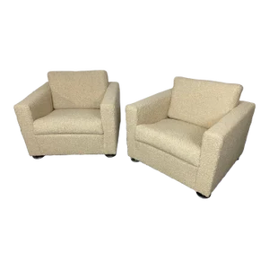 Pair Stendig Arm Chairs, Switzerland, New Sheepskin Boucle, Mid Century Modern