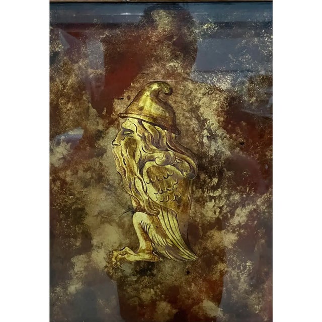 1940s French Art Deco Cerused Oak ''Eglomise Mirror'' Sideboard Dry Bar For Sale - Image 6 of 17