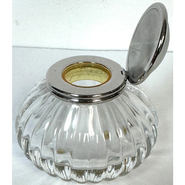 Late 20th Century Cartier 'Must de Cartier' Crystal & Silverplate Mellon Inkwell For Sale - Image 5 of 8