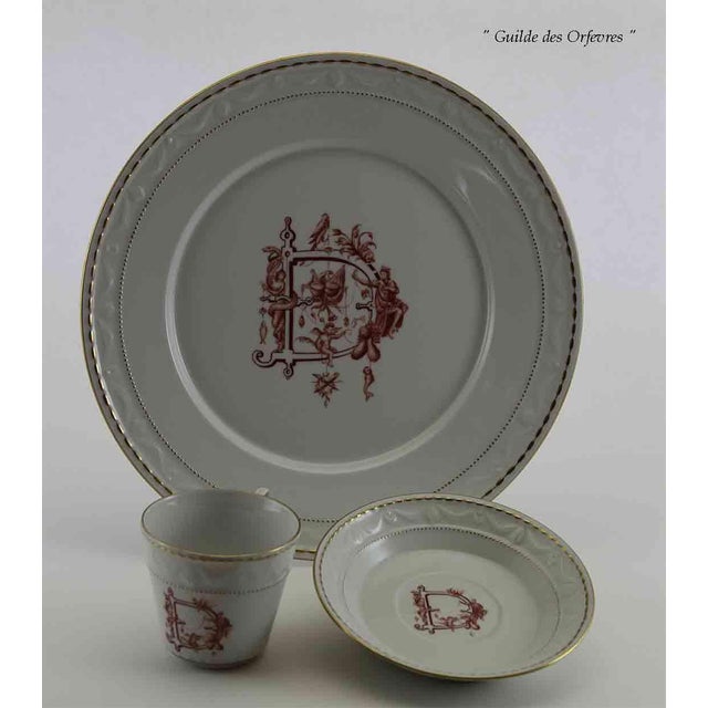 Gold 1990’s Vintage/New Old Stock Hand-Painted 3-Piece Place-Setting Renaissance Monogram D For Sale - Image 8 of 14