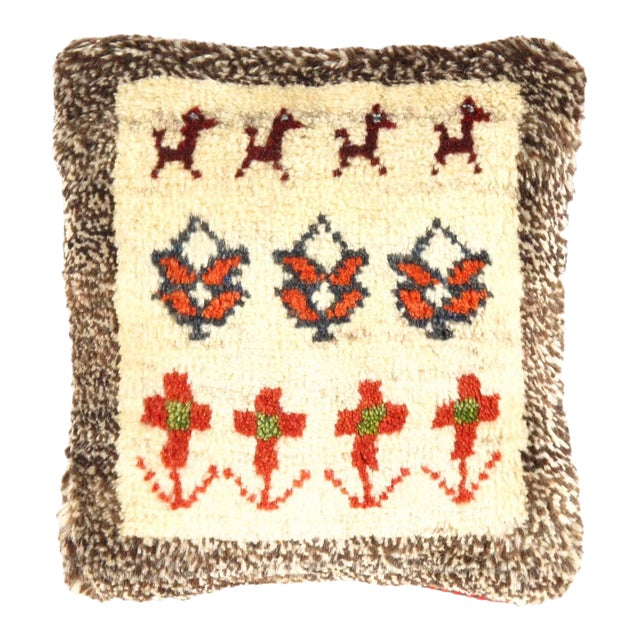 Pasargad DC Fine Hand Knotted Persian Gabbeh Pillow For Sale