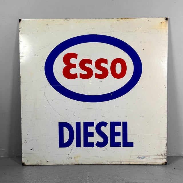 Esso Diesel Sign in Enamel from Plastemal, Nivelles, 1968 For Sale - Image 11 of 11