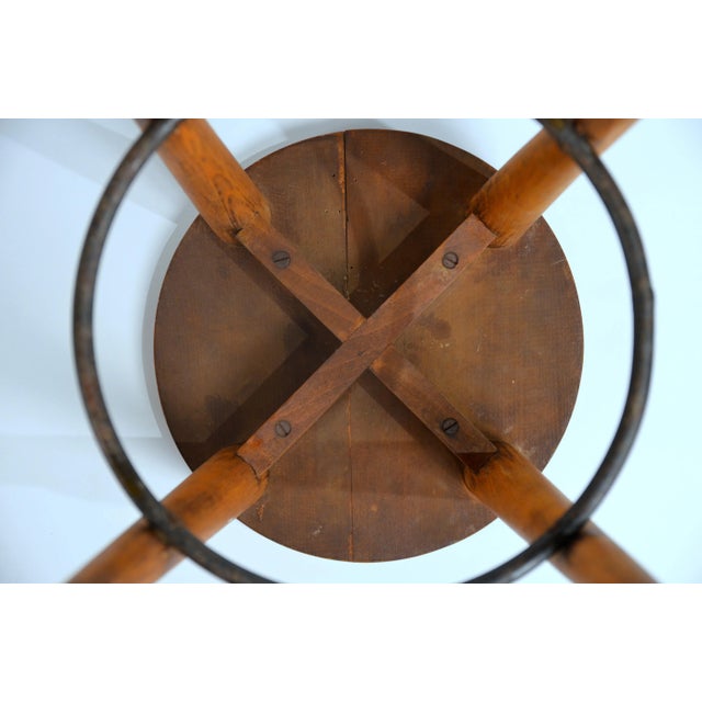 Patinated Oak Stool in the Style of Les Artisans De Marolles For Sale - Image 10 of 11