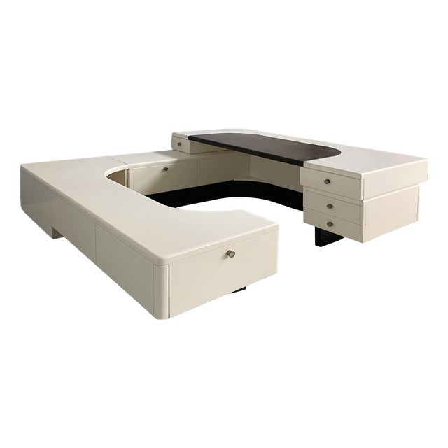 Italian Modern Wood, Steel and Leather Desk attributed by Fabio Lenci, 1970s For Sale