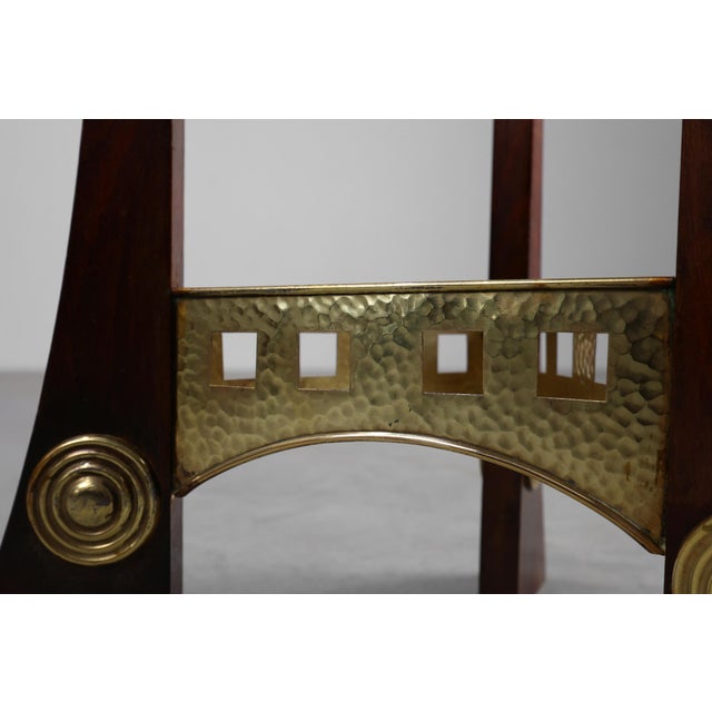 Art Nouveau Pedestal in Wood and Brass, Belgium, 1910s For Sale - Image 6 of 14