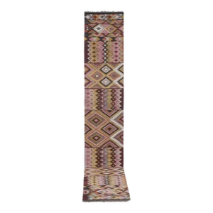 1960s Vintage Striped Turkish Kilim Runner Rug 2'6'' X 14'11''