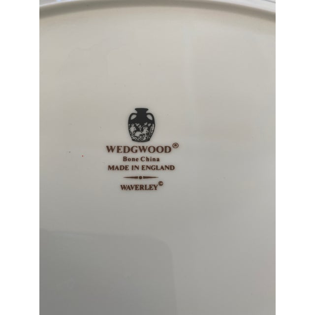 Late 20th Century Wedgwood Waverley Bone China 14 inch Oval Serving Platter. Excellent Condition. Blue and red diamond...