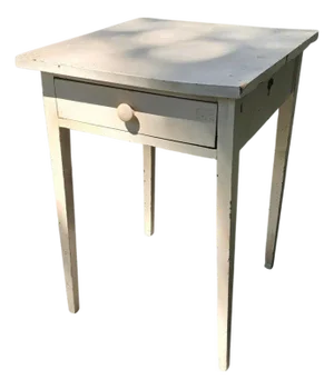 19Thc Original Cream Painted Side Table W/ Drawer