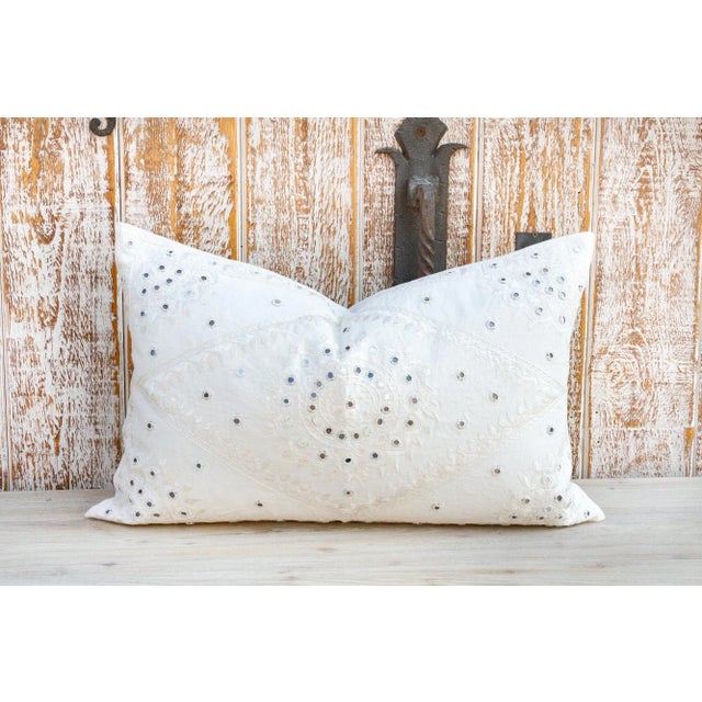 Indian Sheesha Embroidered Lumbar Pillow For Sale - Image 3 of 9