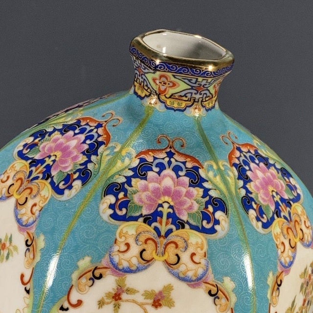 Paint Vintage Chinese Turquoise Famille Rose "Pheasant" Faceted Vase With c.t. Loo Provenance, 1956 For Sale - Image 7 of 10