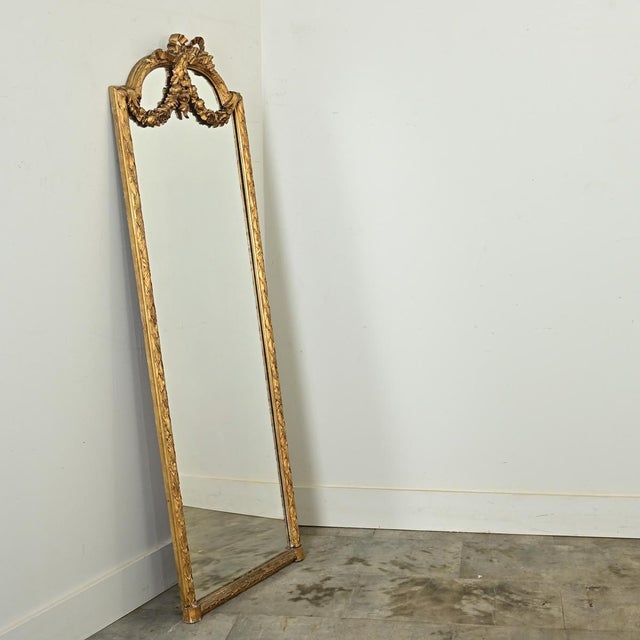 Wood French 19th Century Louis XVI Style Gilt Mirror For Sale - Image 7 of 9