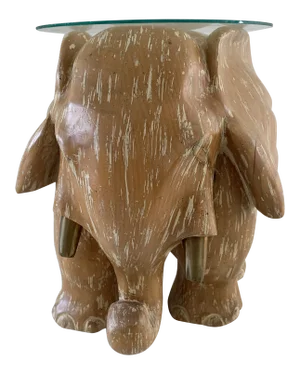 Carved Cerused Oak and Brass Elephant Drinks Table/Sculpture Attrib to Sarreid