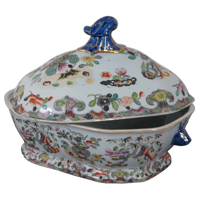 Early 19th Century 1825 Antique Stephan Folch Bamboo & Basket Hand-Painted Ironstone China Set - 18 Pieces For Sale - Image 5 of 13