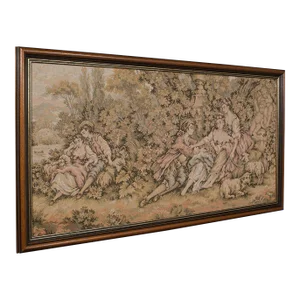 1920s Small Antique Continental Needlepoint Tapestry