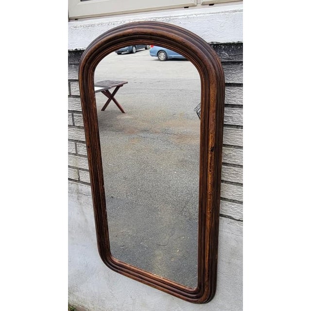 Antique 19th Century American Victorian Walnut Arched Wall Mirror Hallway For Sale - Image 4 of 18