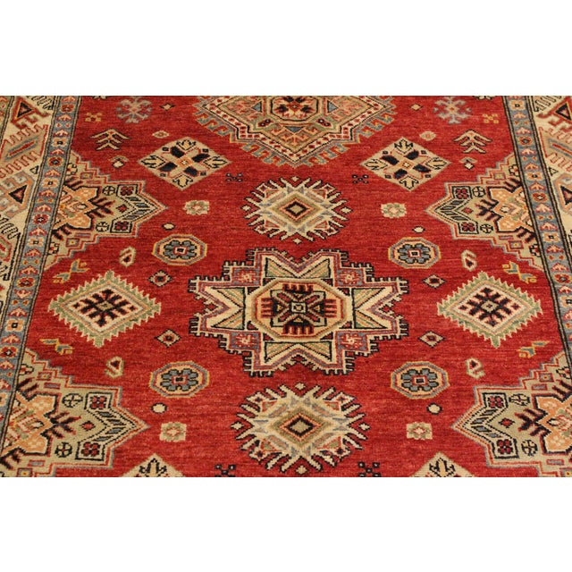 1990s Tribal Super Kazak Red/Tan Wool Rug - 4'1'' X 6'3'' For Sale - Image 5 of 10
