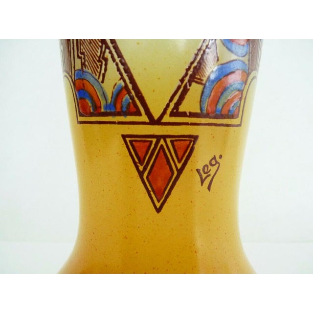 Vase Art Nouveau signed LEG (Legras) with geometric patterns. 29 cm - 11.41 " Magnificent vase in enamelled glass era new...