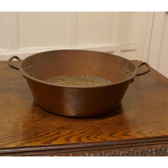 Large 19th Century Double Handled Beaten Copper Pan, 1880s For Sale - Image 6 of 8