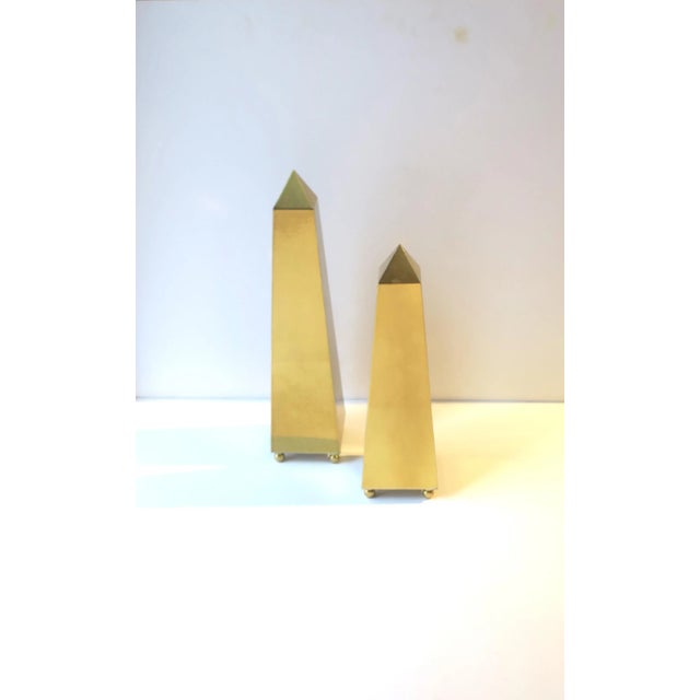 Modern Brass Obelisks, Set/Pair For Sale - Image 3 of 9