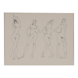 Four Poses - Original Figurative Nude Study Sketch on Paper