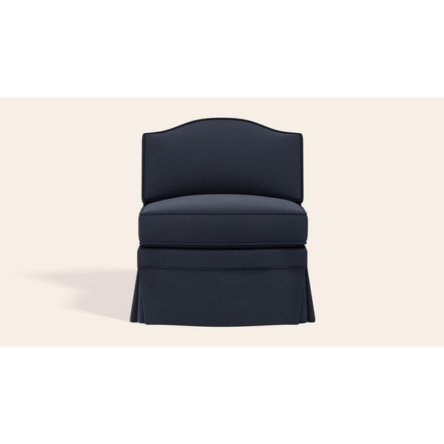 Prussian Linen Felix Slipper Chair by Ceraudo For Sale - Image 5 of 7