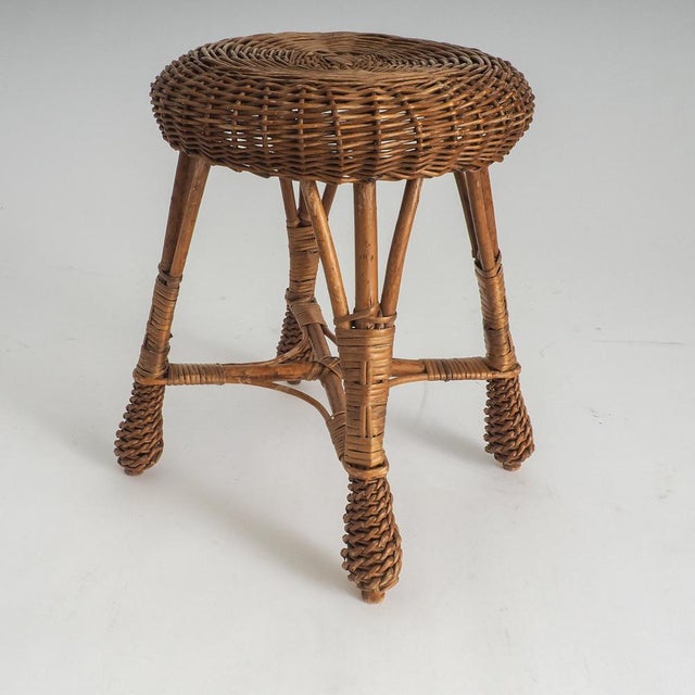 Vintage Rattan & Wicker Stool, 1970s For Sale - Image 10 of 13