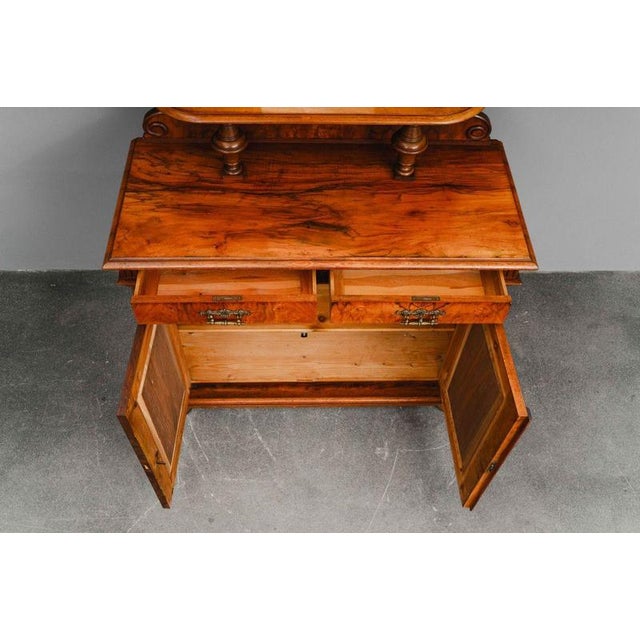 Gründerzeit Sideboard in Walnut with Mirrored Top, 1800s For Sale - Image 14 of 18