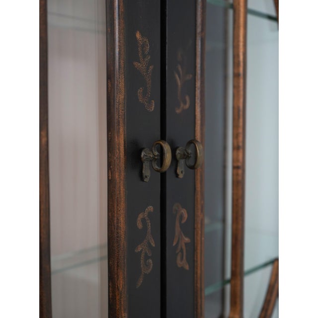 Wood Black & Gold Chinoiserie Display Cabinet For Sale - Image 7 of 16