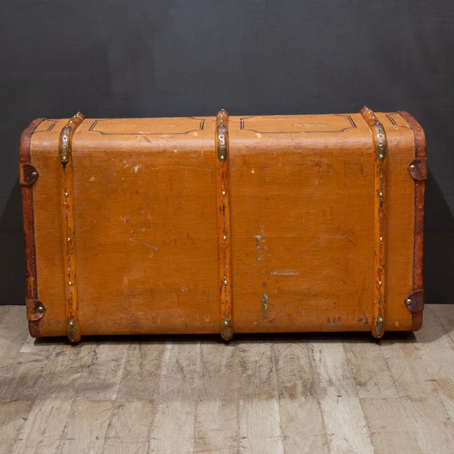Antique German Monogrammed Flat-Top Cabin Steamer Trunk c.1910 For Sale - Image 11 of 11