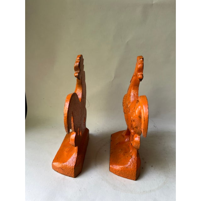 Antique Metal Cast Iron Roosters Chickens Bookends- a Pair For Sale In Washington DC - Image 6 of 13