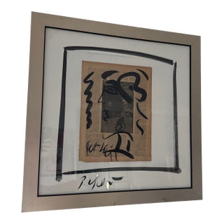 1970s Peter Keil Early Cubist Profile Painting on Newsprint For Sale
