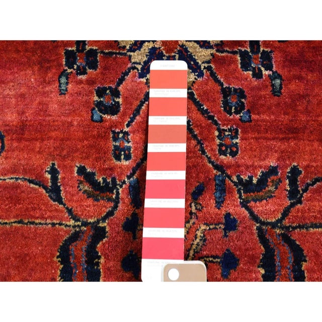 Textile Antique Persian Moharajan Sarouk Red Hand Knotted Wool Rug For Sale - Image 7 of 11