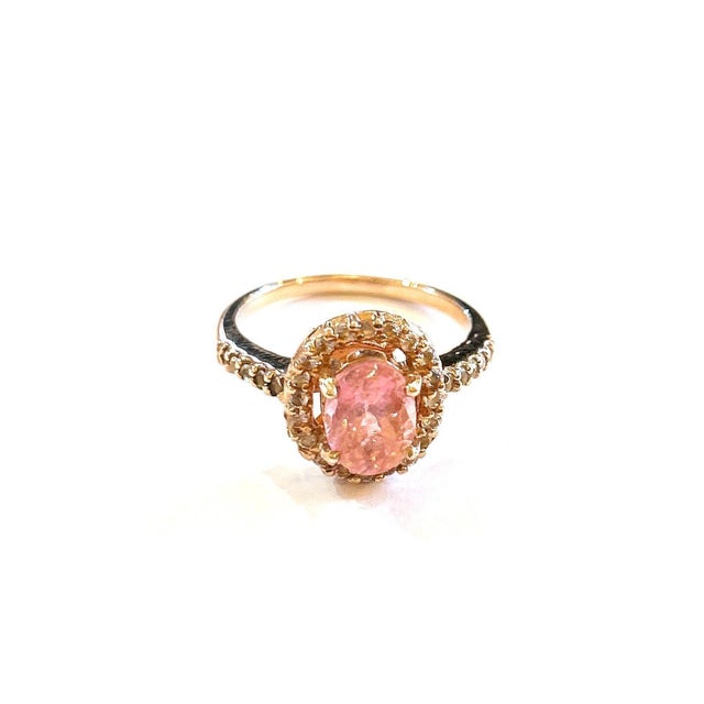 Bochic "Orient" Vintage Pink Tourmaline & Topaz Vintage Cluster Ring 18K & Silver For Sale - Image 11 of 18