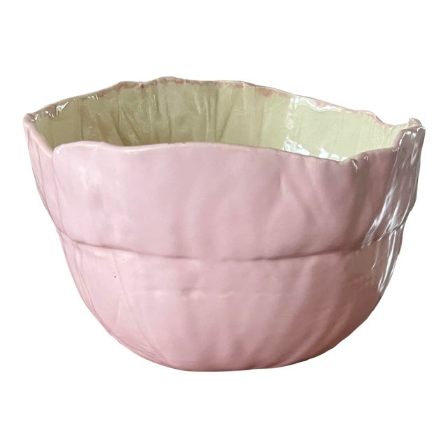Late 20th Century Handcrafted Balloon Centerpiece Bowl in a Powdery Pink Glaze For Sale