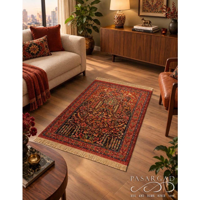 Textile Pasargad DC Double-Sided Hand-Knotted Silk Quchan Rug For Sale - Image 7 of 7