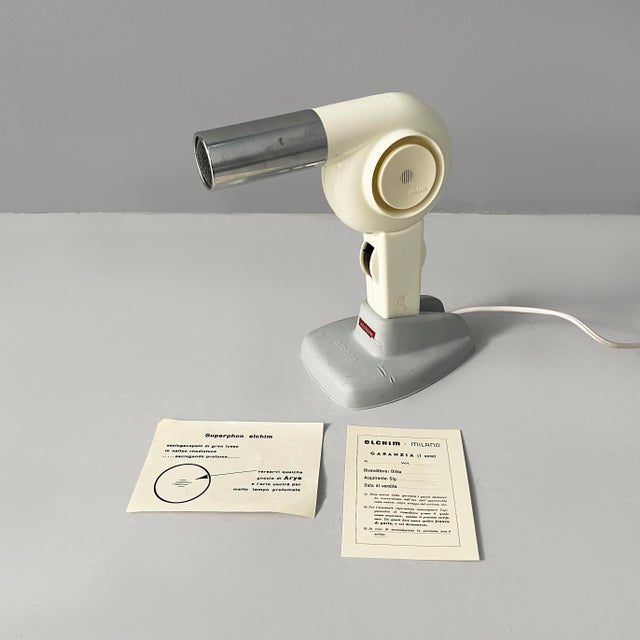 Italian Modern White Plastic and Metal Hair Dryer by Elchim, 1970s For Sale - Image 16 of 16