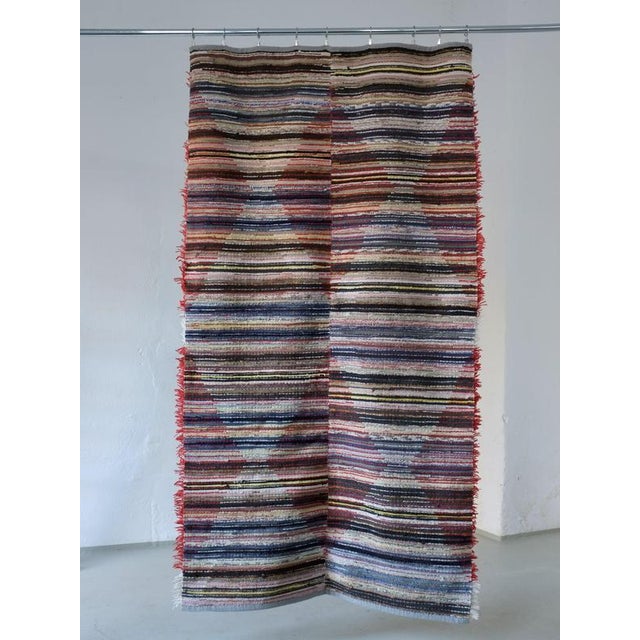 Scandinavian Red Rhombus Rya Rug, Sweden, 1960s For Sale - Image 4 of 5