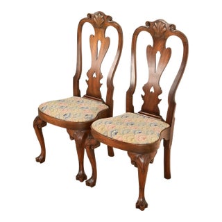 Kittinger Georgian Carved Mahogany Side Chairs or Dining Chairs, Pair For Sale