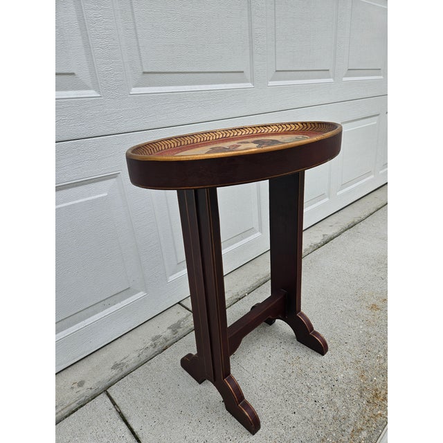 Maitland - Smith Red and Gold Oval Monkey Themed Side Table For Sale - Image 4 of 14