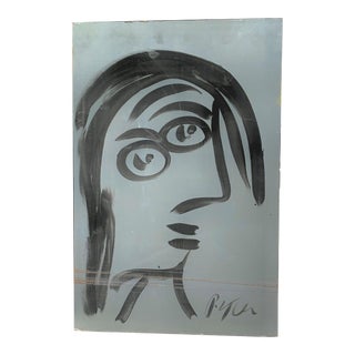 Late 20th Century Original Peter Keil Large-Scale Abstract Portrait Acrylic Painting on Board For Sale