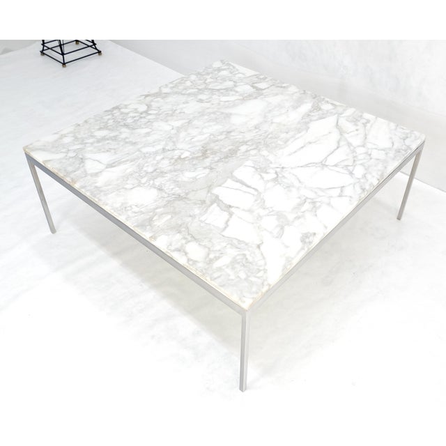 Solid Stainless Steel Marble Top 42x42 Square Mid Century Modern Coffee Table For Sale - Image 6 of 15